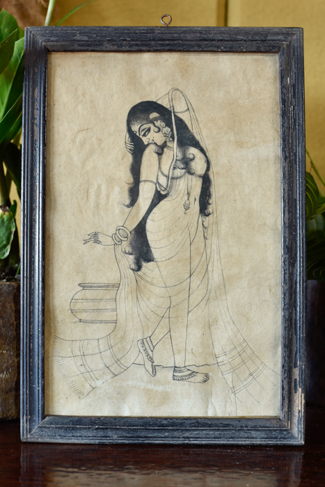 Vintage schilderijtje Indian art