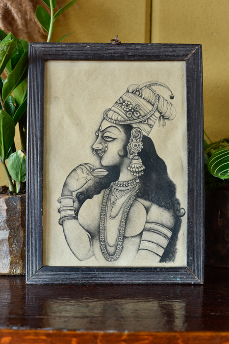 Vintage schilderijtje Indian art
