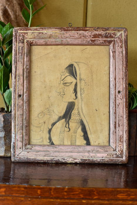 Vintage schilderijtje Indian art