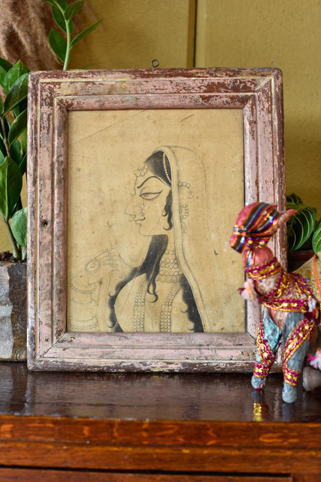 Vintage schilderijtje Indian art