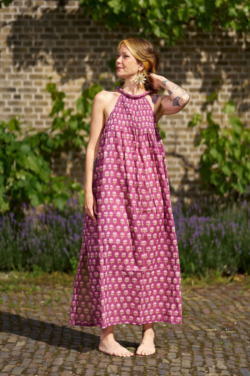 Blockprint halter dress