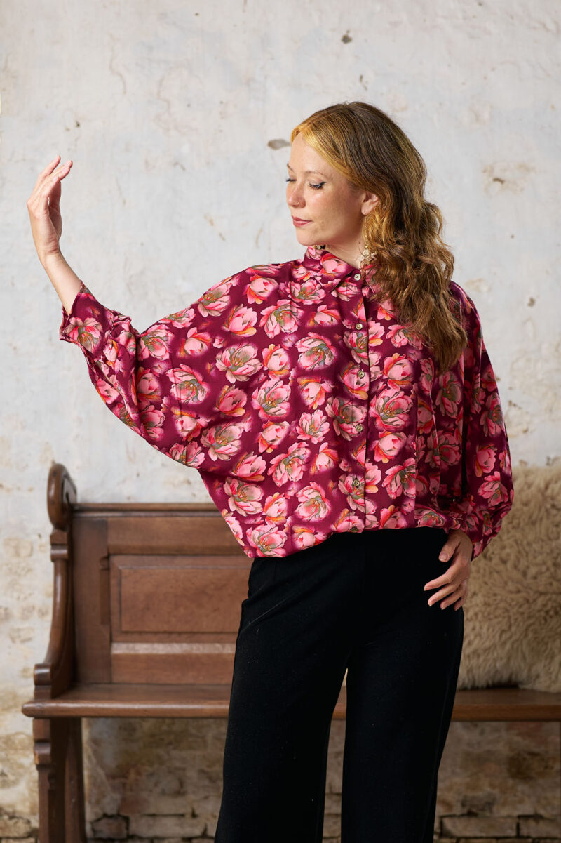 Blouse met vlindermouwtje